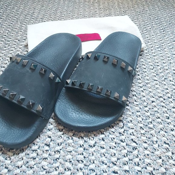 VALENTINO ROCKSTUD RUBBER SLIDER SANDAL EU 36 US 6 - Picture 9 of 12